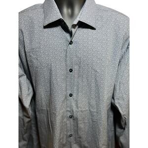 Modern Masutto Pattern Print Long Sleeve‎ Button Up Dress Shirt 2XL Italian